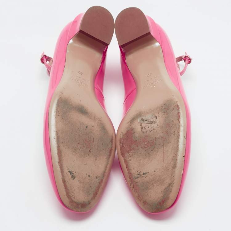 Pre Owned Valentino Pink Patent Leather Tan-Go Pumps Size 40