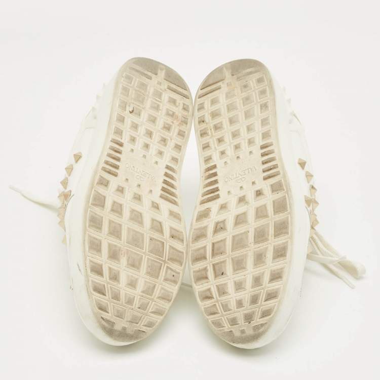 Pre Owned Valentino White Leather Untitled Low Top Sneakers Size 37.5