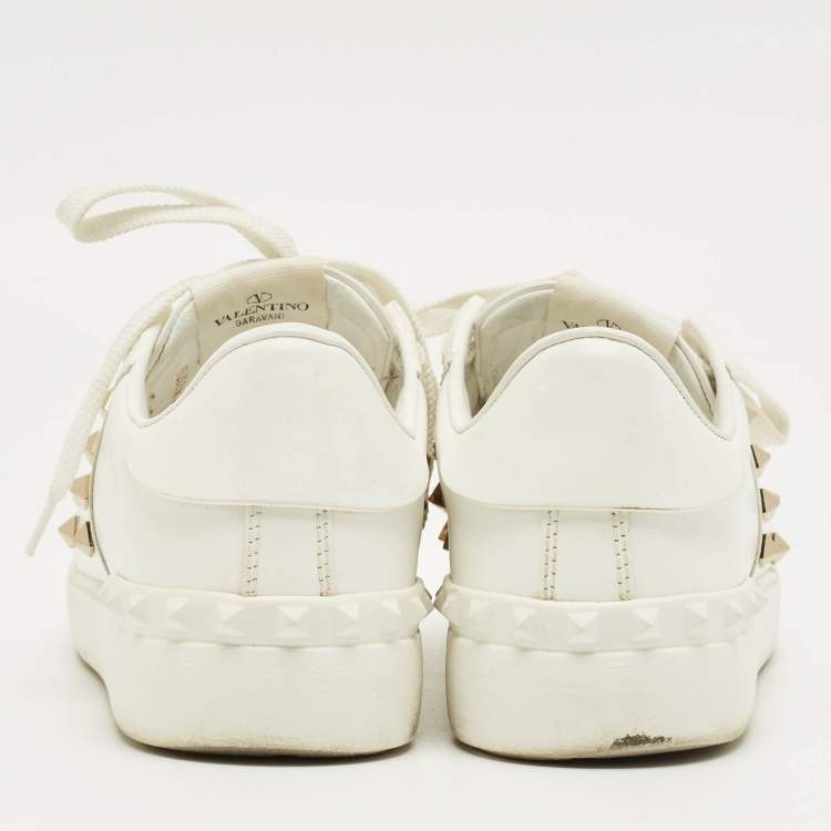 Pre Owned Valentino White Leather Untitled Low Top Sneakers Size 37.5