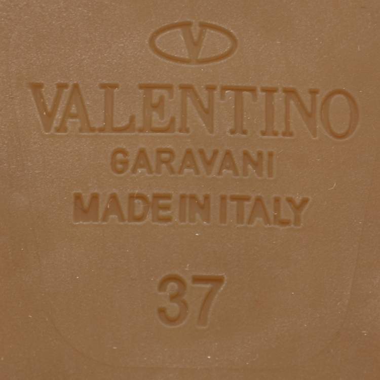 مملوكة مسبقًا Valentino Multicolor Leather Rockstud Wedge Ankle Strap Sandals Size 37