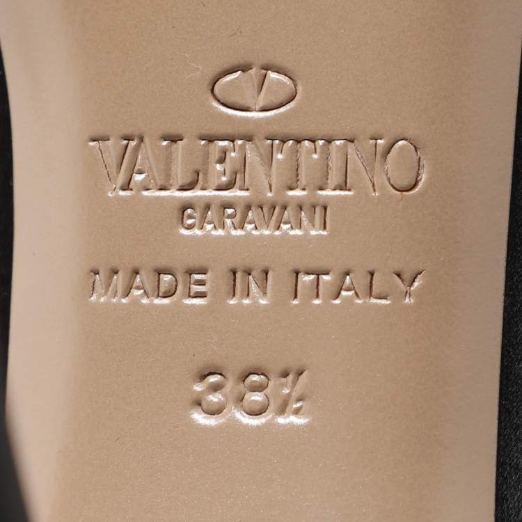 Pre Owned Valentino Black Satin Bow Peep Toe D'orsay Pumps Size 38.5