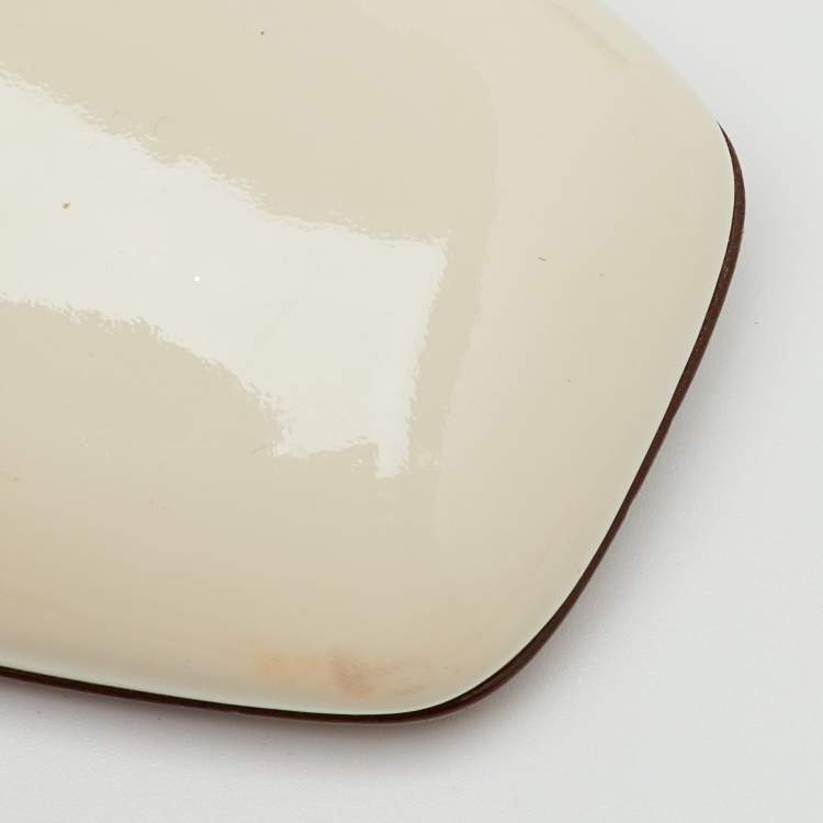 Pre Owned Valentino Cream Patent Leather Tango Ankle Strap Pumps Size 40