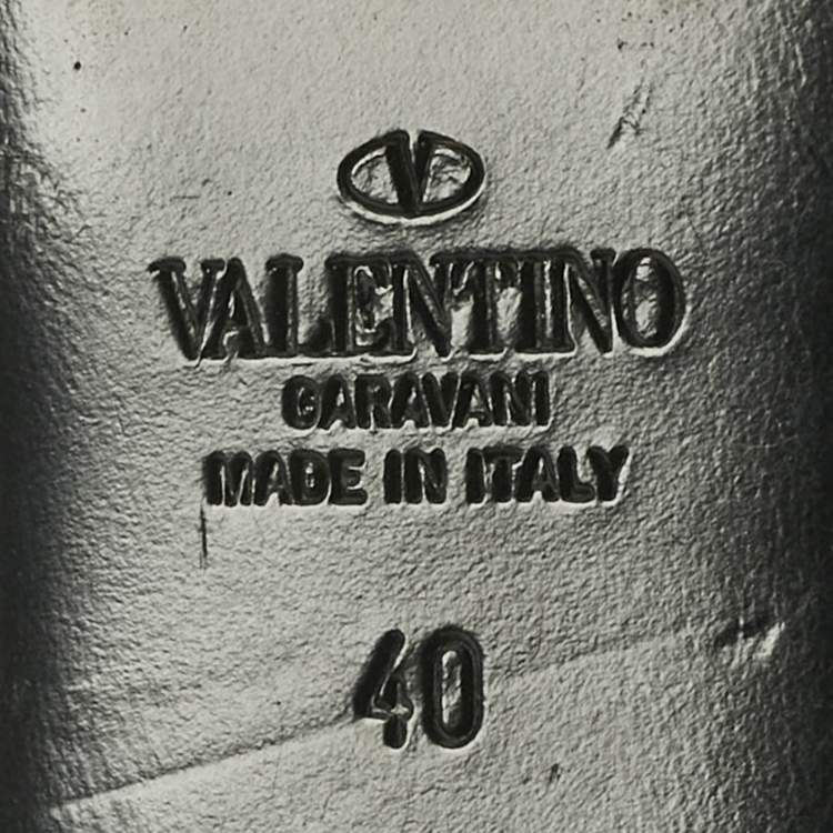 Pre Owned Valentino Black Leather Rockstud Ankle Strap Flats Size 40