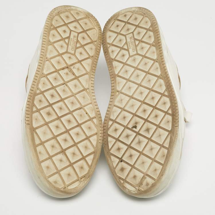 Pre Owned Valentino White Leather One Stud Law Top Sneakers Size 40