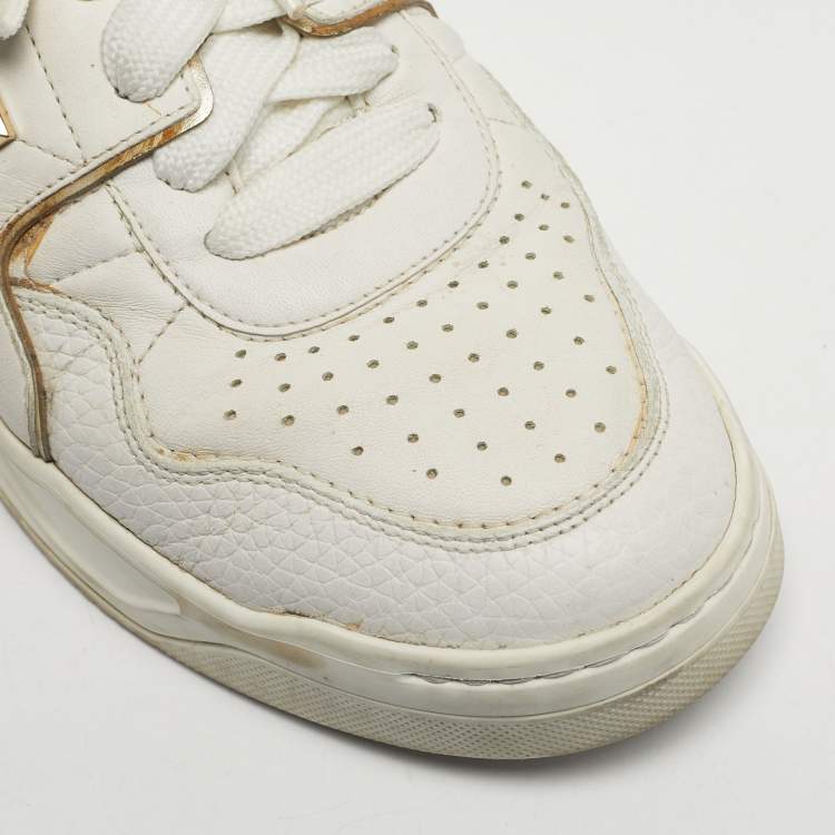 Pre Owned Valentino White Leather One Stud Law Top Sneakers Size 40