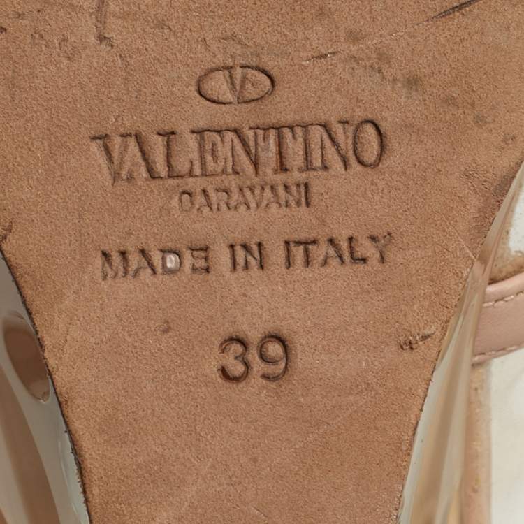 Pre Owned Valentino Transparent PVC Rockstud Slingback Wedge Pumps Size 39