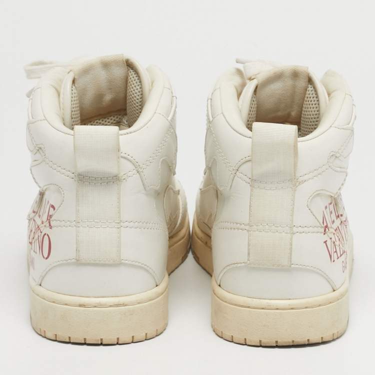 Pre Owned Valentino Atelier Size 38 White Leather High Top Sneakers