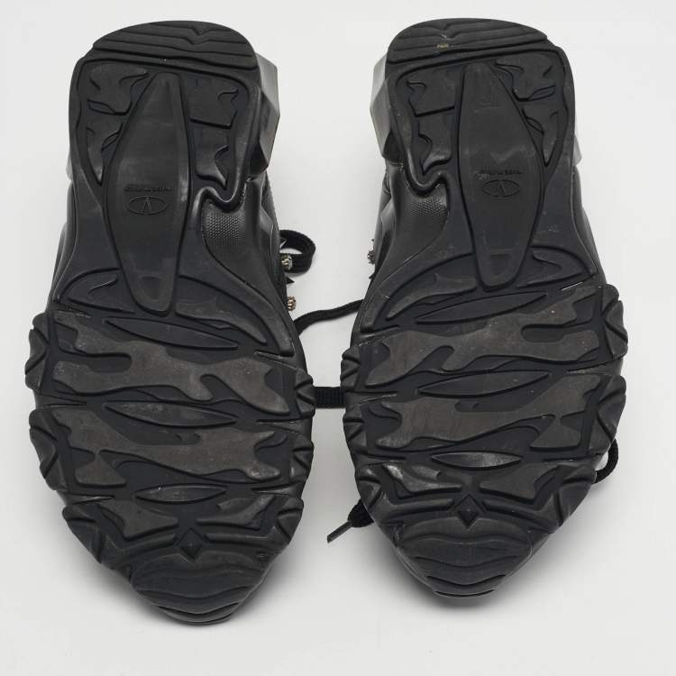 Pre Owned Valentino Bounce Size 36 Black Leather and Mesh Lace Up Sneakers