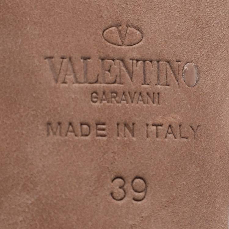 Pre Owned Valentino Embellished Bow Size 39 Beige Mesh Mules