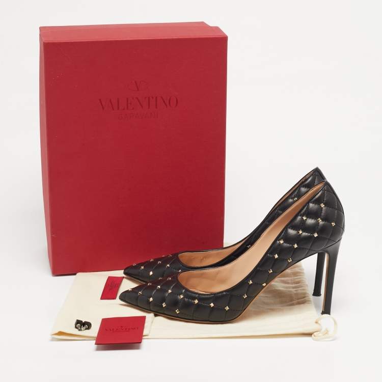 Pre Owned Valentino Rockstud Spike Size 41.5 Black Leather Pumps