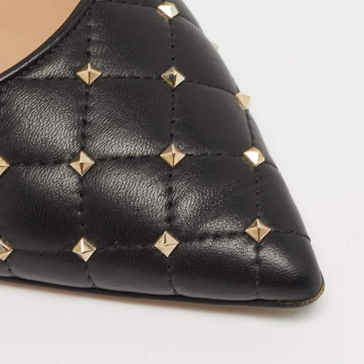 Pre Owned Valentino Rockstud Spike Size 41.5 Black Leather Pumps