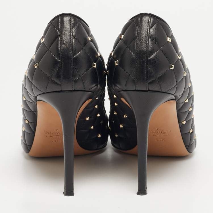 Pre Owned Valentino Rockstud Spike Size 41.5 Black Leather Pumps
