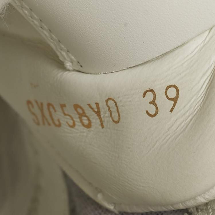 Pre Owned Valentino VLTN Size 39 White/Purple Leather and Mesh Low Top Sneakers