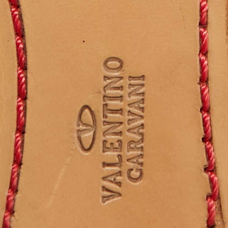 Pre Owned Valentino Size 38 Blue Suede and Leather Crystal Embellished Thong Sandals