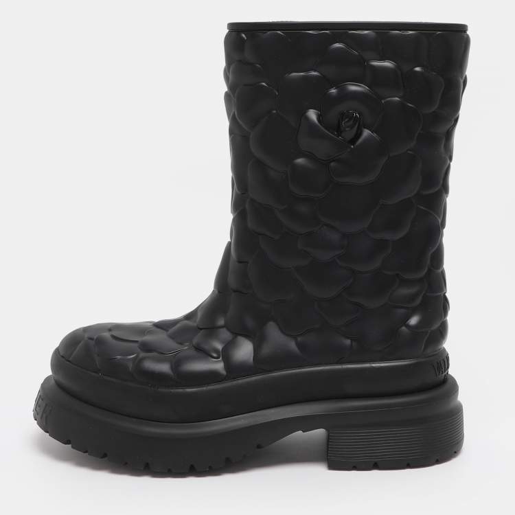 مملوكة مسبقًا Valentino 03 Rose Edition Atelier Size 41 Black Rubber Mid Calf Boots