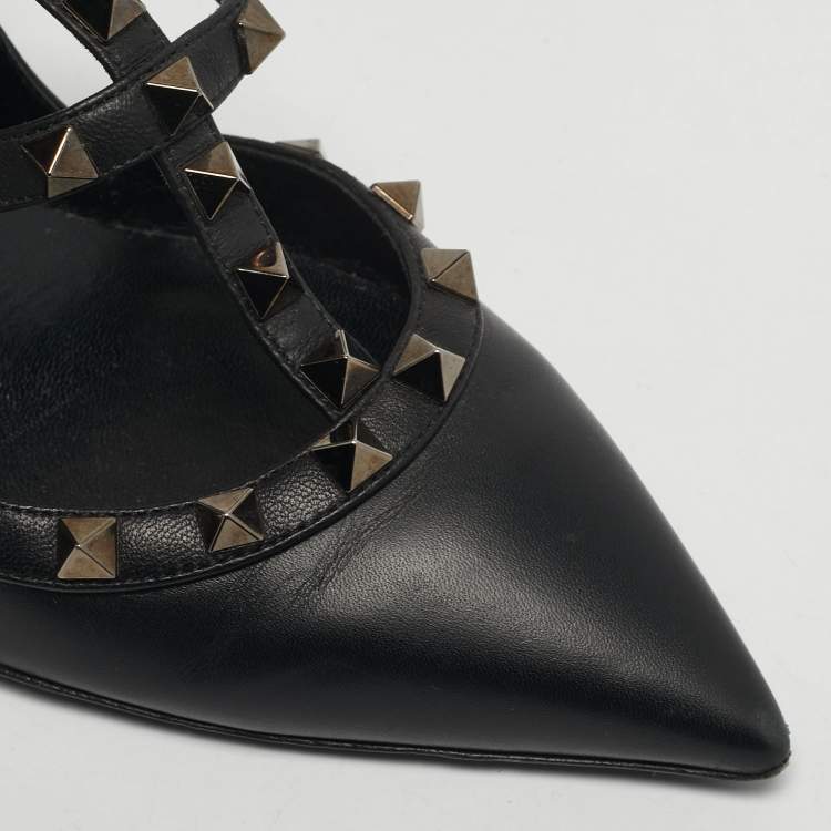 Pre Owned Valentino Rockstud Size 38 Black Leather Pumps