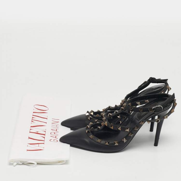 Pre Owned Valentino Rockstud Size 38 Black Leather Pumps