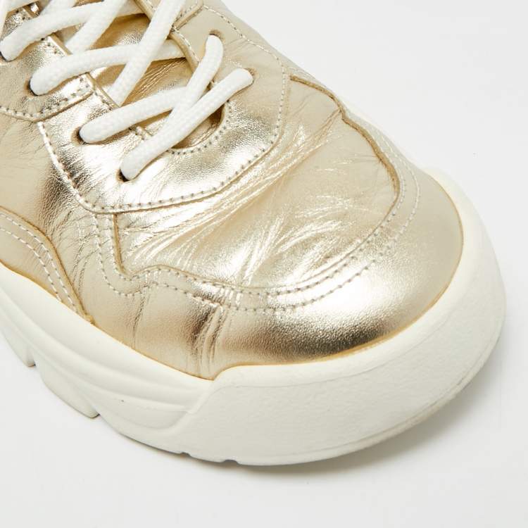 مملوكة مسبقًا Valentino Bounce Size 39 Metallic Leather Low Top Sneakers