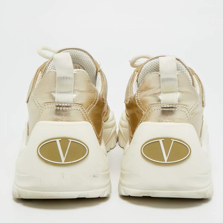 مملوكة مسبقًا Valentino Bounce Size 39 Metallic Leather Low Top Sneakers