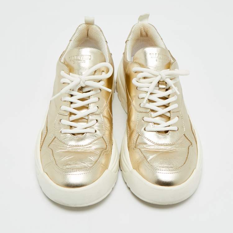 مملوكة مسبقًا Valentino Bounce Size 39 Metallic Leather Low Top Sneakers