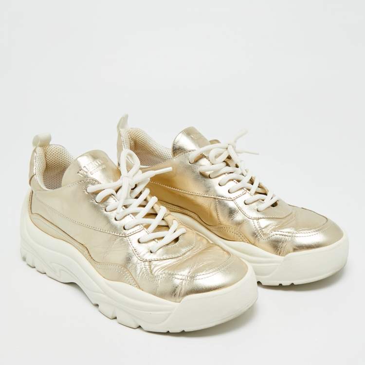مملوكة مسبقًا Valentino Bounce Size 39 Metallic Leather Low Top Sneakers