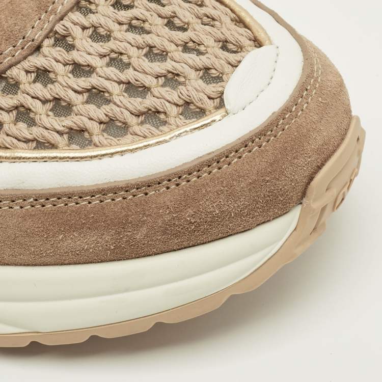 Pre Owned Valentino Ready Go Size 39 White/Brown Leather and Suede Low Top Sneakers