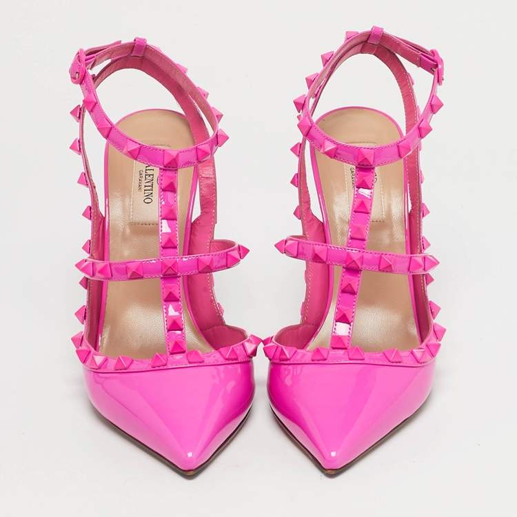 مملوكة مسبقًا Valentino Rockstud Size 40 Pink Leather and Patent Leather Pumps