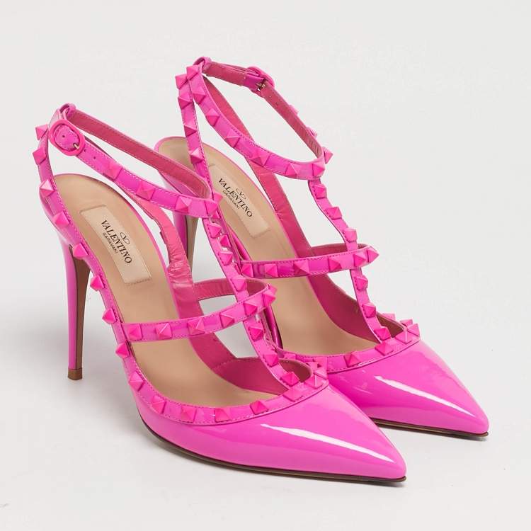 مملوكة مسبقًا Valentino Rockstud Size 40 Pink Leather and Patent Leather Pumps