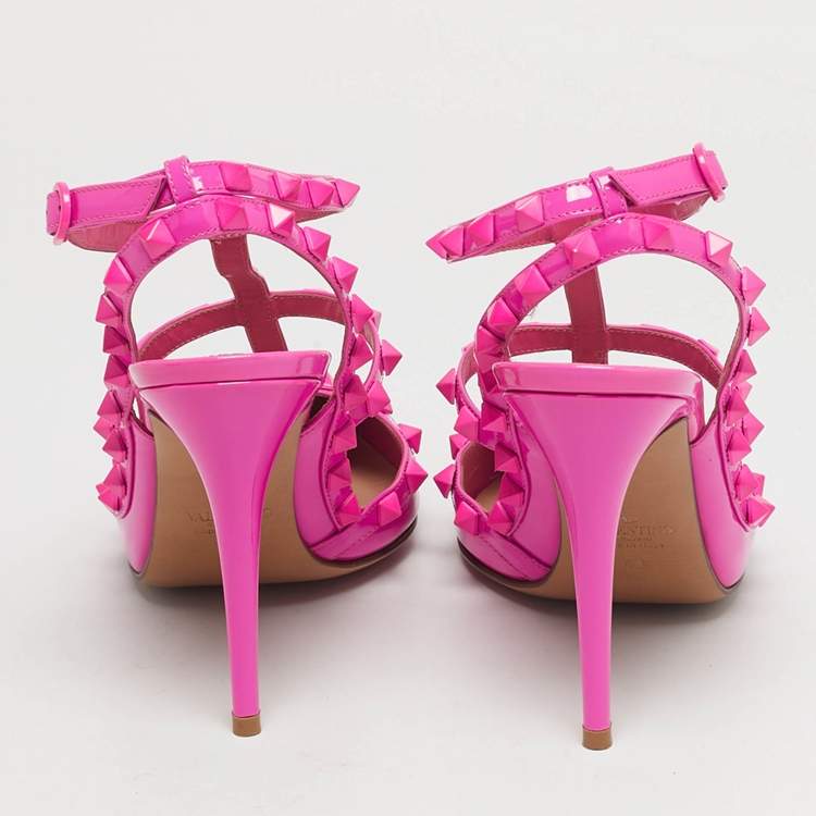 مملوكة مسبقًا Valentino Rockstud Size 40 Pink Leather and Patent Leather Pumps