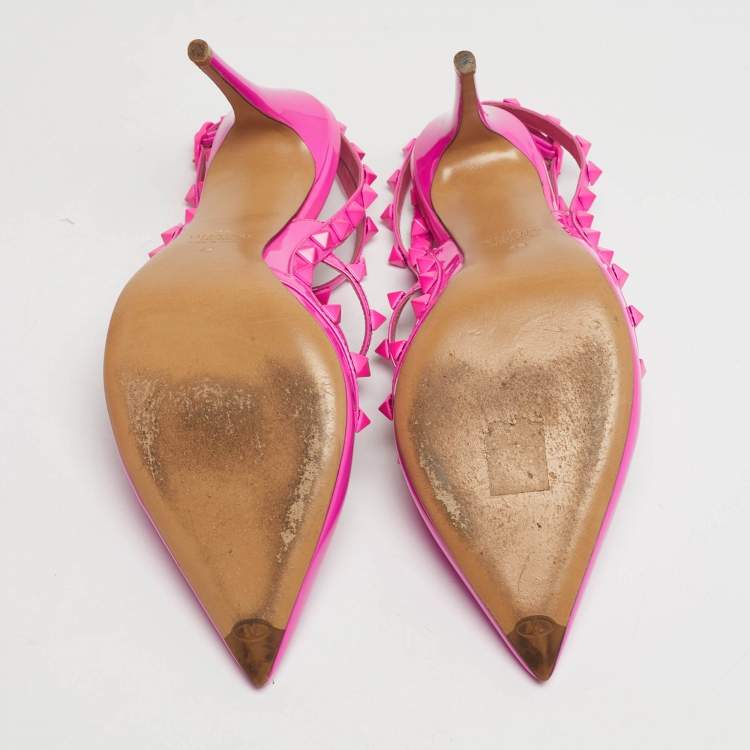 مملوكة مسبقًا Valentino Rockstud Size 40 Pink Leather and Patent Leather Pumps