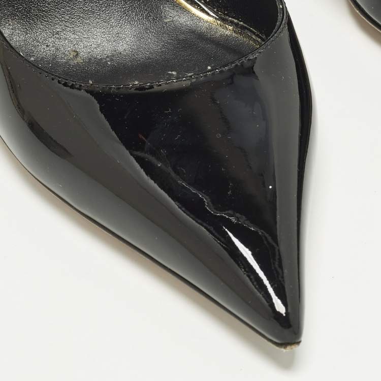 Pre Owned Valentino Size 40 Black Patent Leather Ankle Strap Pumps