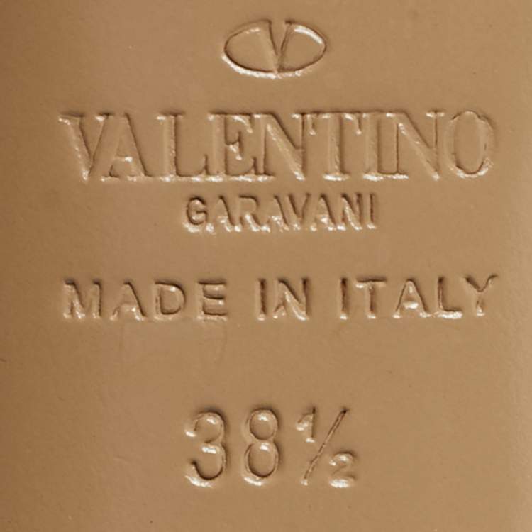 Pre Owned Valentino Rockstud Size 38.5 Grey/Beige Leather Pumps