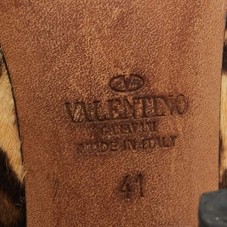 Pre Owned Valentino Rockstud Size 41 Multicolor Calf Hair and Leather Pumps