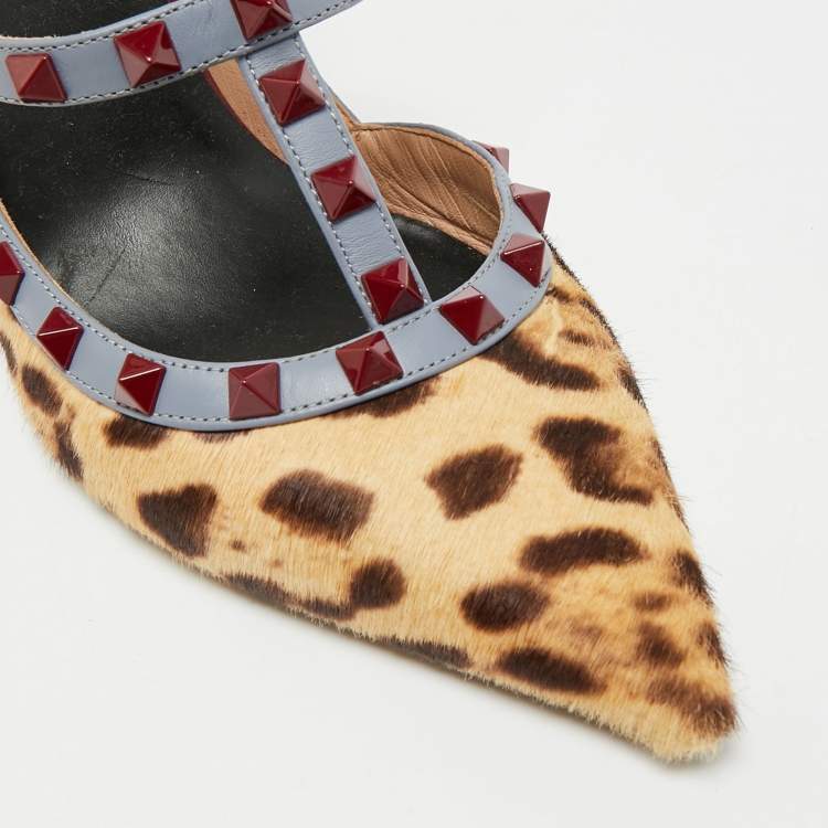 Pre Owned Valentino Rockstud Size 41 Multicolor Calf Hair and Leather Pumps