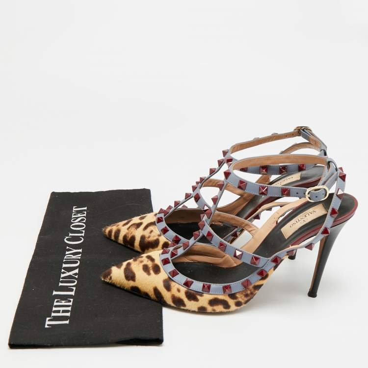 Pre Owned Valentino Rockstud Size 41 Multicolor Calf Hair and Leather Pumps