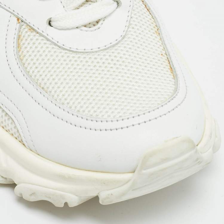 Pre Owned Valentino Climbers Size 38 White Leather and Mesh Lace Up Sneakers