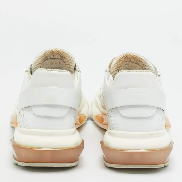 Pre Owned Valentino Climbers Size 38 White Leather and Mesh Lace Up Sneakers