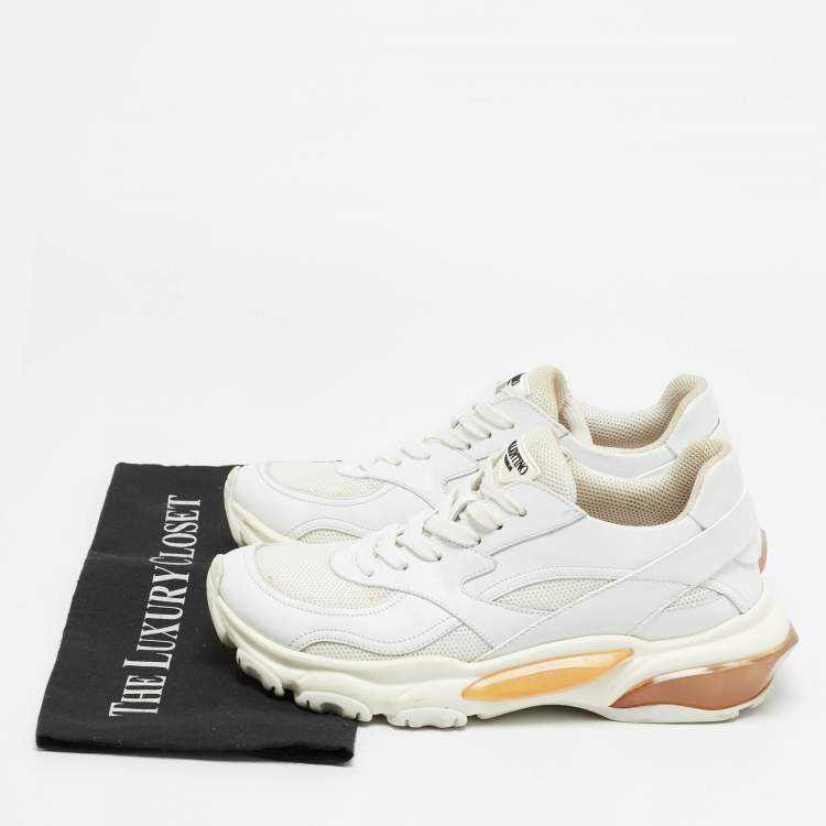 Pre Owned Valentino Climbers Size 38 White Leather and Mesh Lace Up Sneakers