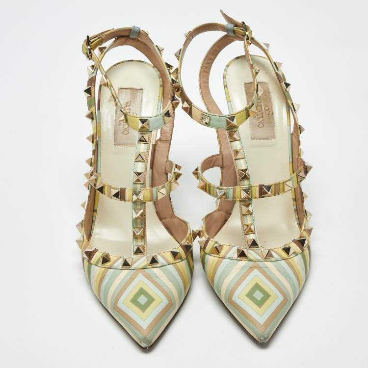 مملوكة مسبقًا Valentino Rockstud Size 39 Multicolor Leather Pumps