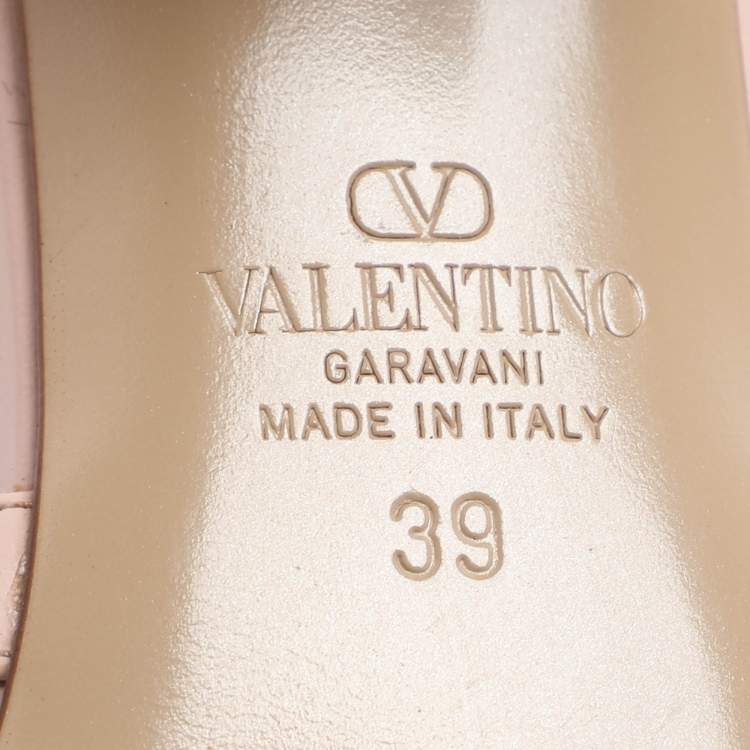 Pre Owned Valentino Rockstud Size 39 Pink Leather Slide Sandals