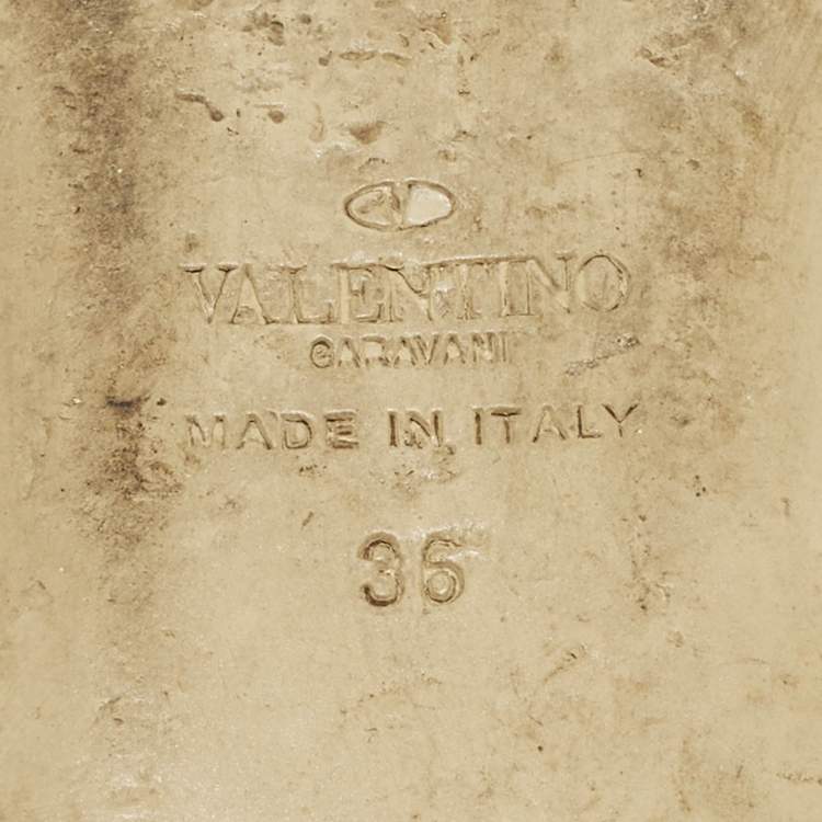 مملوكة مسبقًا Valentino Rockstud Size 36 Light Blue Leather Flat Slide