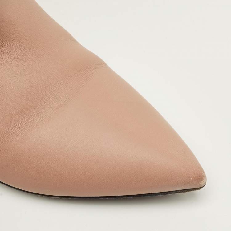 Pre Owned Valentino Rockstud Flair Size 38 Dusty Pink Leather Knee Length Boots