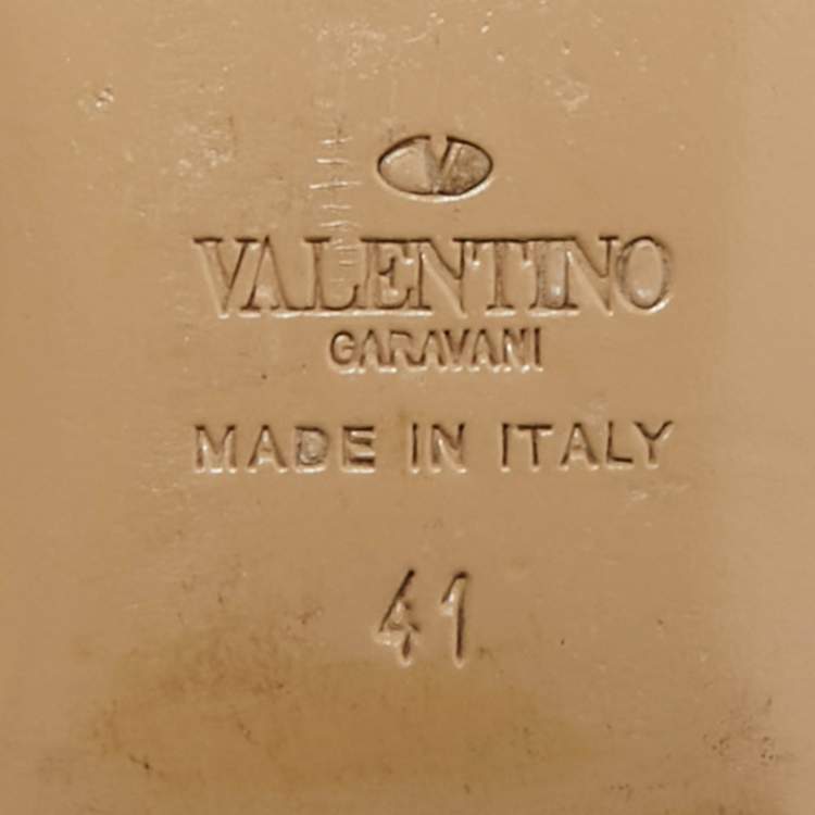 Pre Owned Valentino Rockstud Size 41 Pink/Beige Leather Ballet Flats