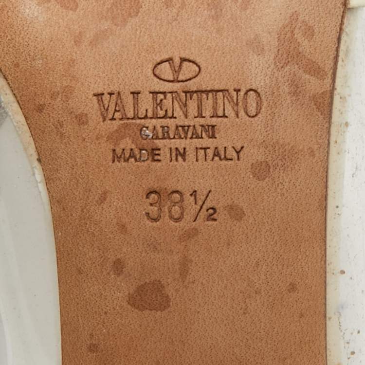 Pre Owned Valentino B-Drape Size 38.5 Beige Leather and PVC Pumps