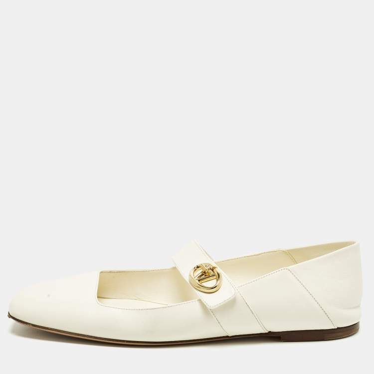 مملوكة مسبقًا Valentino VLogo Size 40 Leather Locker Mary-Jane Ballet Flats