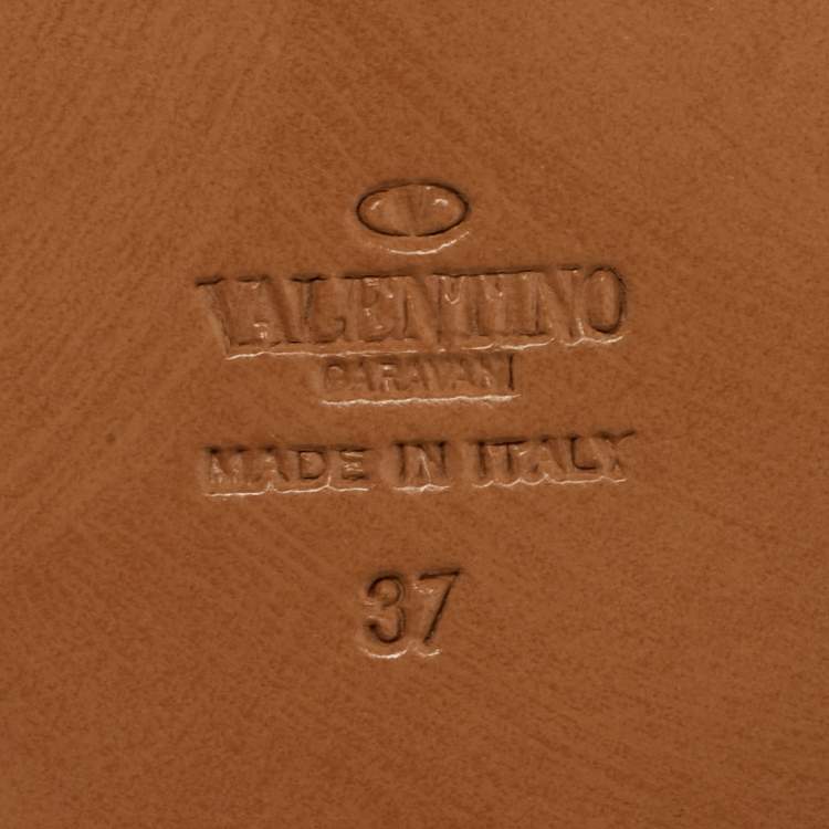 Pre Owned Valentino Ellis Size 37 Beige Leather Floral Embellished  Ankle Strap Sandals