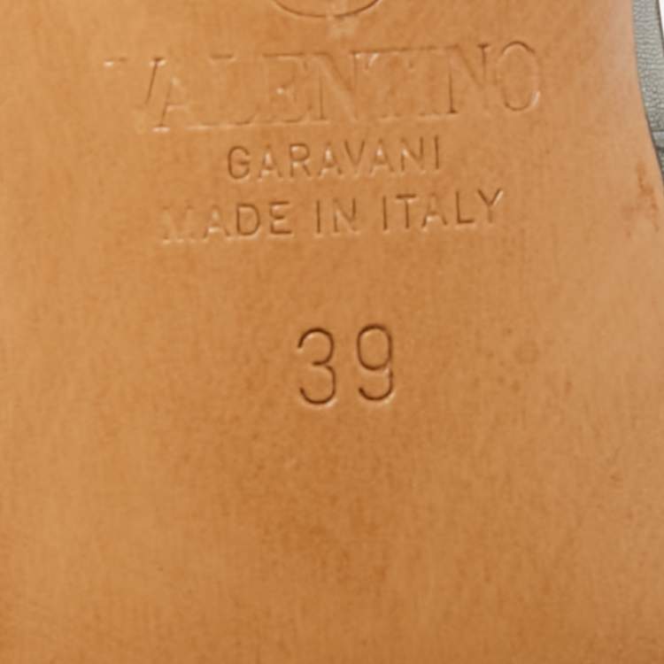 Pre Owned Valentino Rockstud Size 39 Metallic Leather D'orsay Pumps