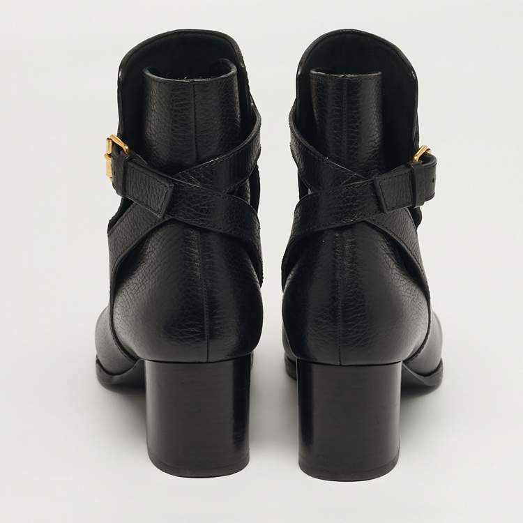 مملوكة مسبقًا Valentino VLogo Size 38 Black Leather Ankle Length Boots