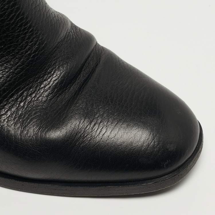 مملوكة مسبقًا Valentino VLogo Size 38 Black Leather Ankle Length Boots