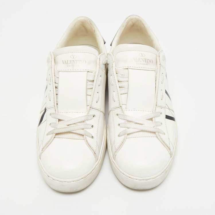 Pre Owned Valentino VLTN Size 35.5 White Leather Low Top Sneakers